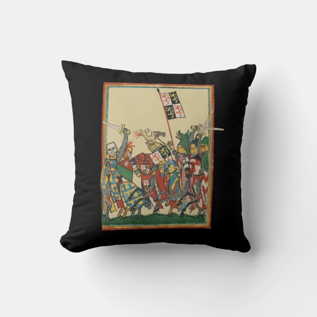 Coussin Chevalier Chargement, Manesse de Codex du XIVe siè (Recto)