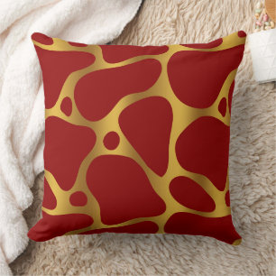 Coussin Chevalier rouge et or abstrait girafe motif lancer