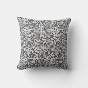 Coussin Chevauchement de petits carrés dans les tons gris