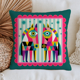Coussin Chevaux abstraits rétro aux yeux méchants Maximali