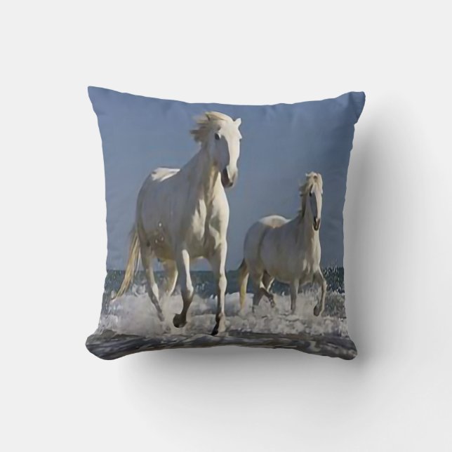 Coussin Chevaux blancs Nature animale Mode Jeu d'oreiller (Recto)