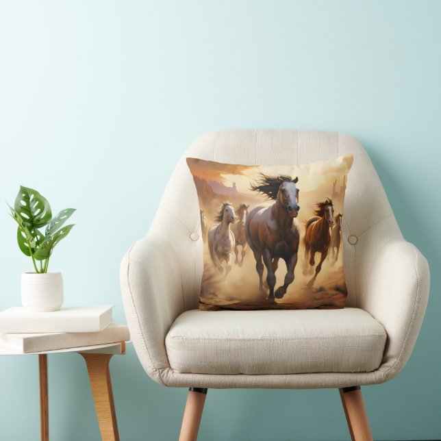 Coussin Chevaux dans le désert (Chaise)
