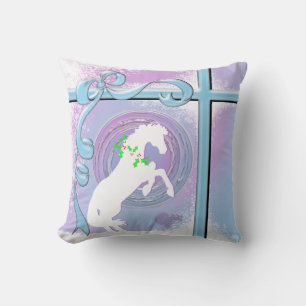 Coussin Chevaux de Coeur Blanc V Vacances (Rose/Lav Swirl/