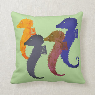Coussin - Chevaux de mer colorés