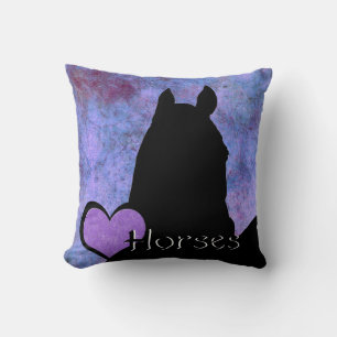 Coussin Chevaux du coeur (violet/bleu)