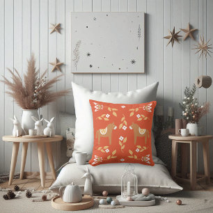 Coussin Chevaux nordiques Floral Folk Art