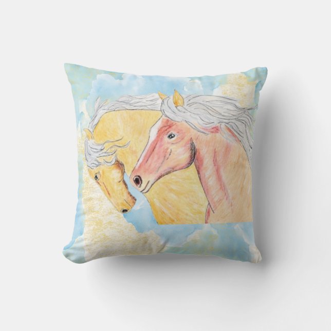 Coussin Chevaux plus forts ensemble (maman Stanworth) (Recto)