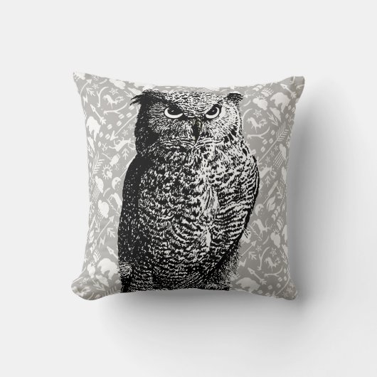 Coussin Chevêche gris Ours Cerf Flèche Motif Nouveau bébé (Recto)