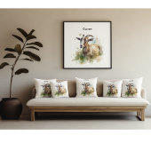 Coussin Chèvre de Ferme à l'aquarelle, sur mesure