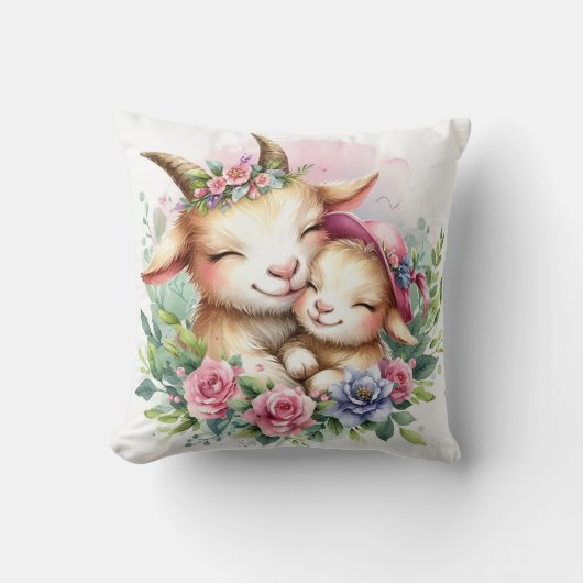 Coussin Chèvre Mère et Bébé (Recto)