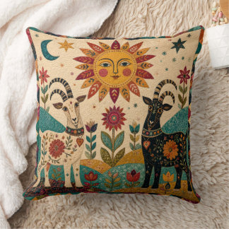 Coussin Chèvres fantaisistes Art Populaire