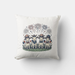 Coussin Chèvres patriotiques Feux d'artifice Vintage Shirt