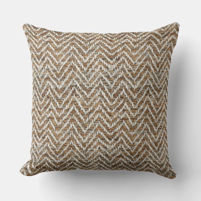 Coussin chevron à la crème chic mocha (Recto)