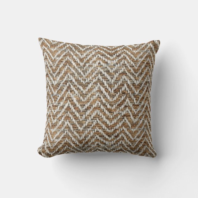 Coussin chevron à la crème chic mocha (Recto)