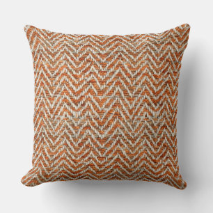 Coussin chevron crème orange chic