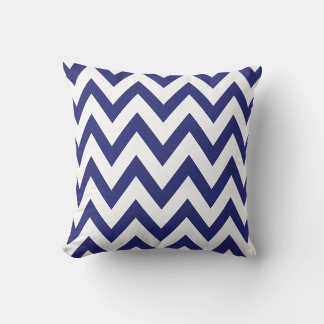 Coussin chevron de bleu marine (Recto)