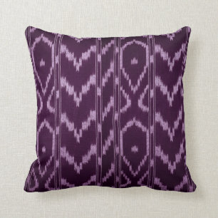 Coussin Chevron de la tribu Ikat moderne  lilas pourpre