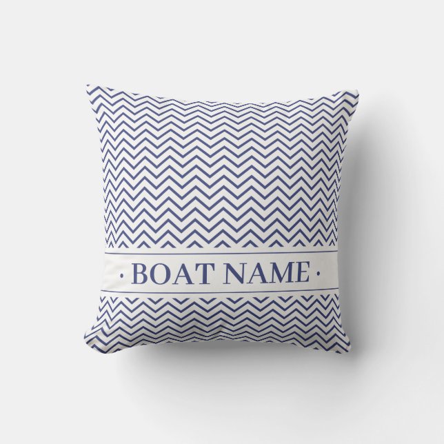 Coussin Chevron Delicate Bleu Océan et Blanc Bateau (Recto)