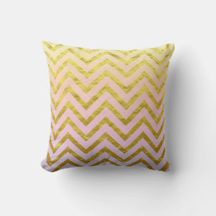 Coussin Chevron Gold Foil Rose Blanc Ombre Girly Chic Cool