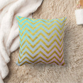 Coussin Chevron Gold Foil Turquoise bleu rose Ombre Girly  (Couverture)