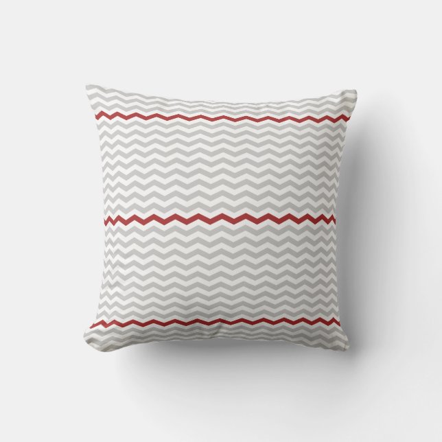 Coussin Chevron gris et rouge (Recto)