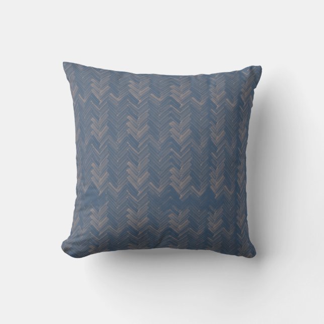 Coussin Chevron Herringbone Aquarelle Motif Retro Blue (Recto)