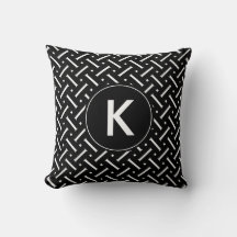 Chevron noir et blanc avec monogramme personnalisé