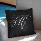 Coussin Chevron noir et blanc rayures "Mr."