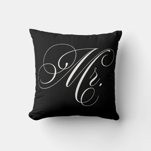 Coussin Chevron noir et blanc rayures "Mr." (Recto)