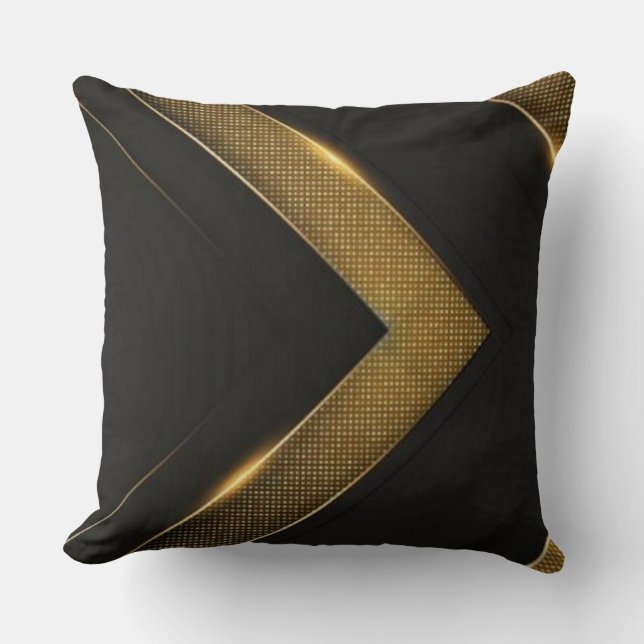 Coussin Chevron Noir Et Or (Recto)