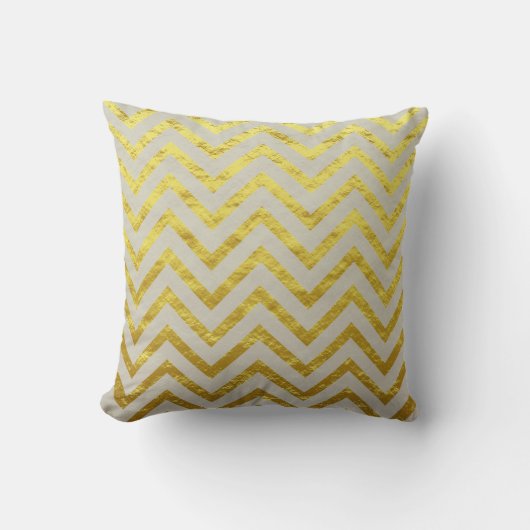 Coussin Chevron Papier Aluminium Gris Élégant Royal Paille (Recto)