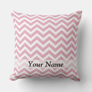 Coussin chevron rose et blanc