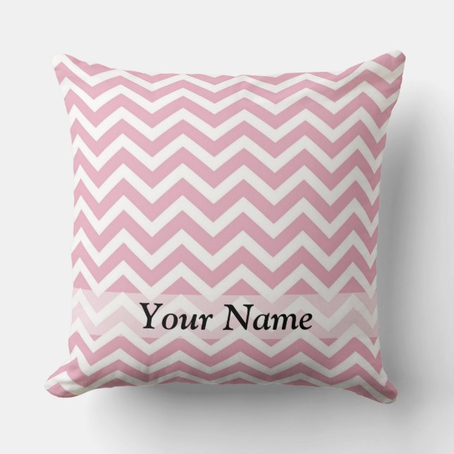 Coussin chevron rose et blanc (Recto)