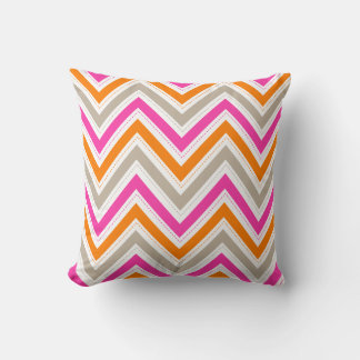 Coussin chevron rose+orange/arrière - plan PixDezines