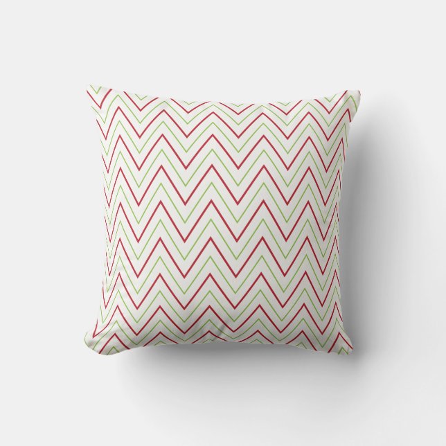 Coussin Chevron rouge et vert Motif de vacances Jeu d'orei (Recto)