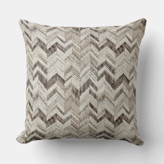 Coussin chevron taupe crème cosy (Recto)