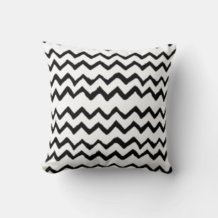 Coussin Chevron / Zig Zag Lines noir et blanc
