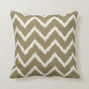 Coussin Chevrons d'Ikat - Taupe bronzage et beige