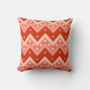 Coussin Chevrons et points - corail orange