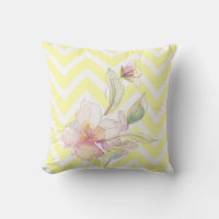 Chèvrons jaune citron Aquarelle Florale