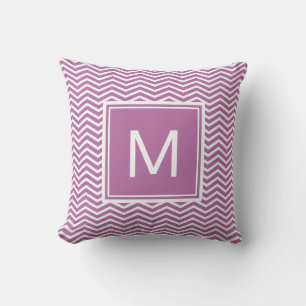 Coussin Chevrons Violets Audacieux Modernes Avec Monogramm