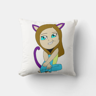 Coussin chibi catgirl