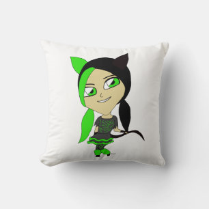 Coussin chibi catgirl