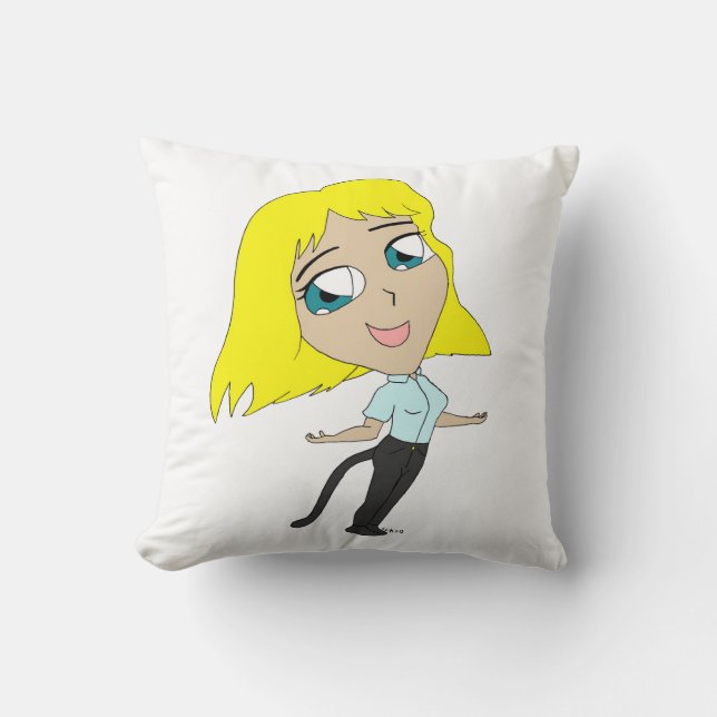 Coussin chibi fille avec une queue (Recto)