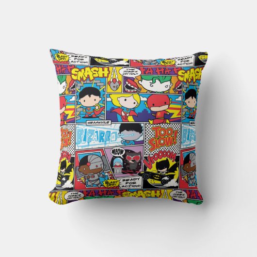Coussin Chibi Justice League Motif de bande dessinée (Recto)