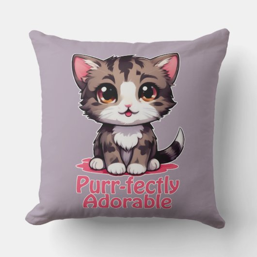 Coussin Chibi Kawaii Kitten Purr parfaitement adorable en (Recto)