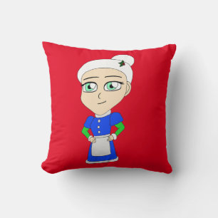 Coussin Chibi Mme Claus costume bleu