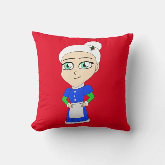 Coussin Chibi Mme Claus costume bleu (Recto)