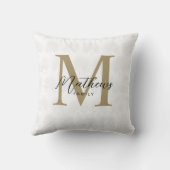 Coussin Chic Blanc Anahaw Leaf Script Monogramme (Verso)