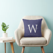 Coussin Chic Bleu Marine Blanc Mariage Cadeau Monogramme (Chaise)